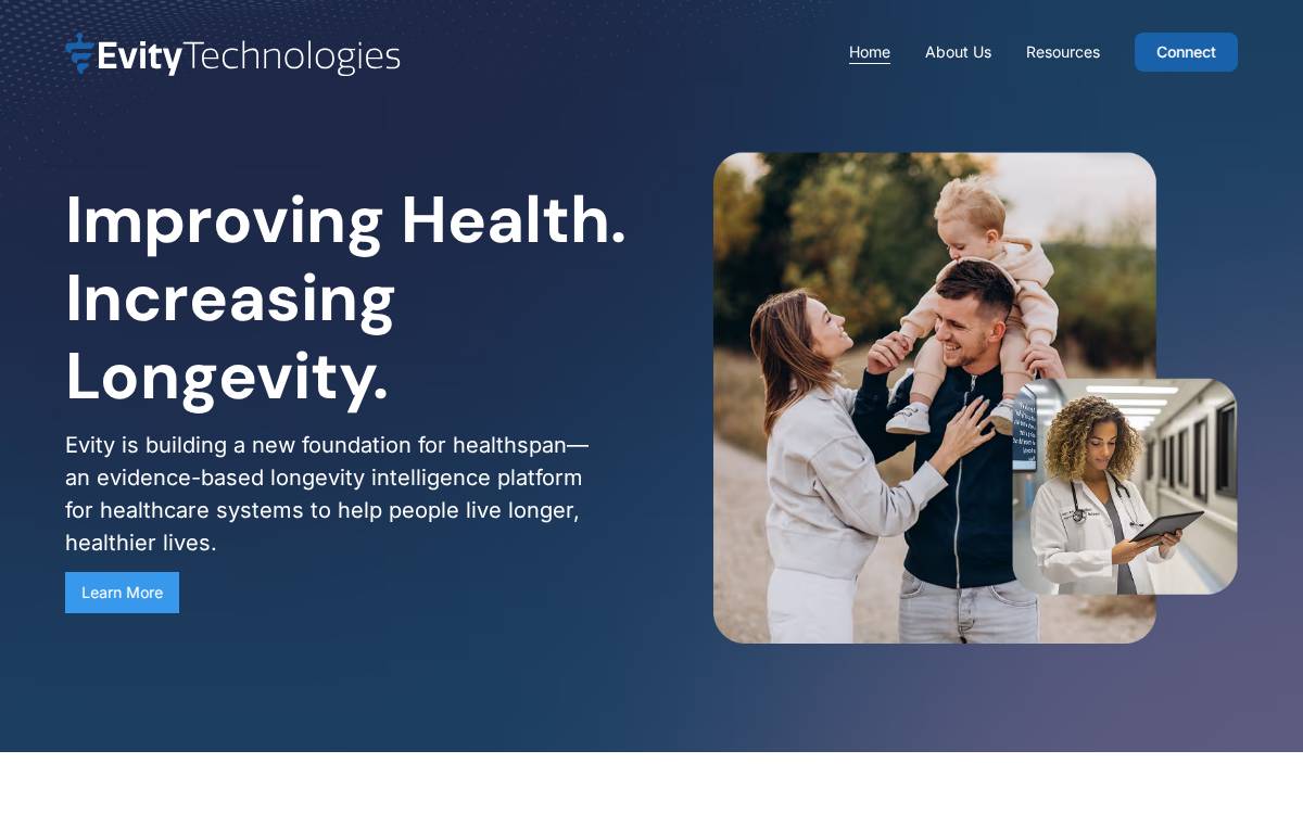 Evity Technologies website preview