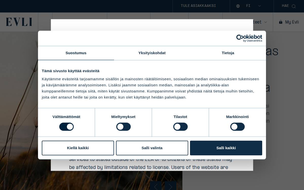 Evli website preview