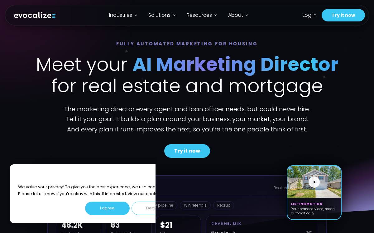 Evocalize website preview