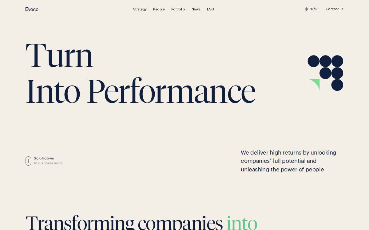 Evoco website preview