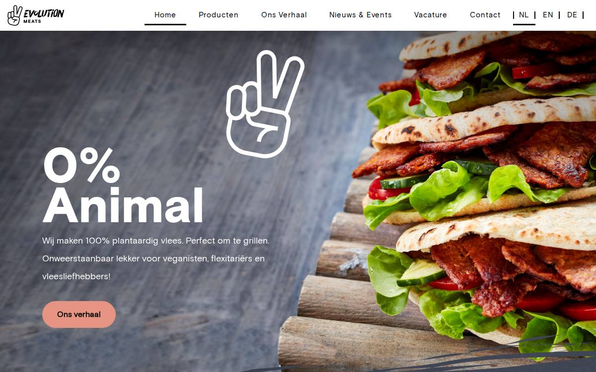 Evolution Meats website preview
