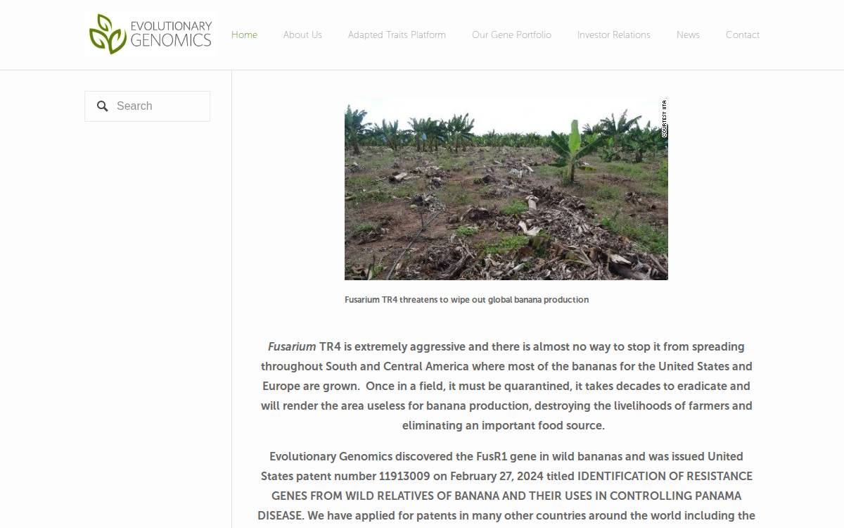 Evolutionary Genomics website preview