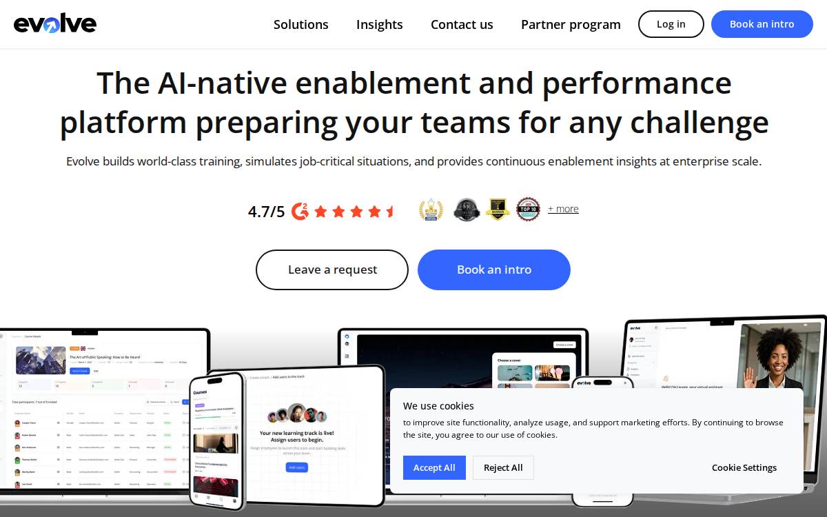 Evolve website preview