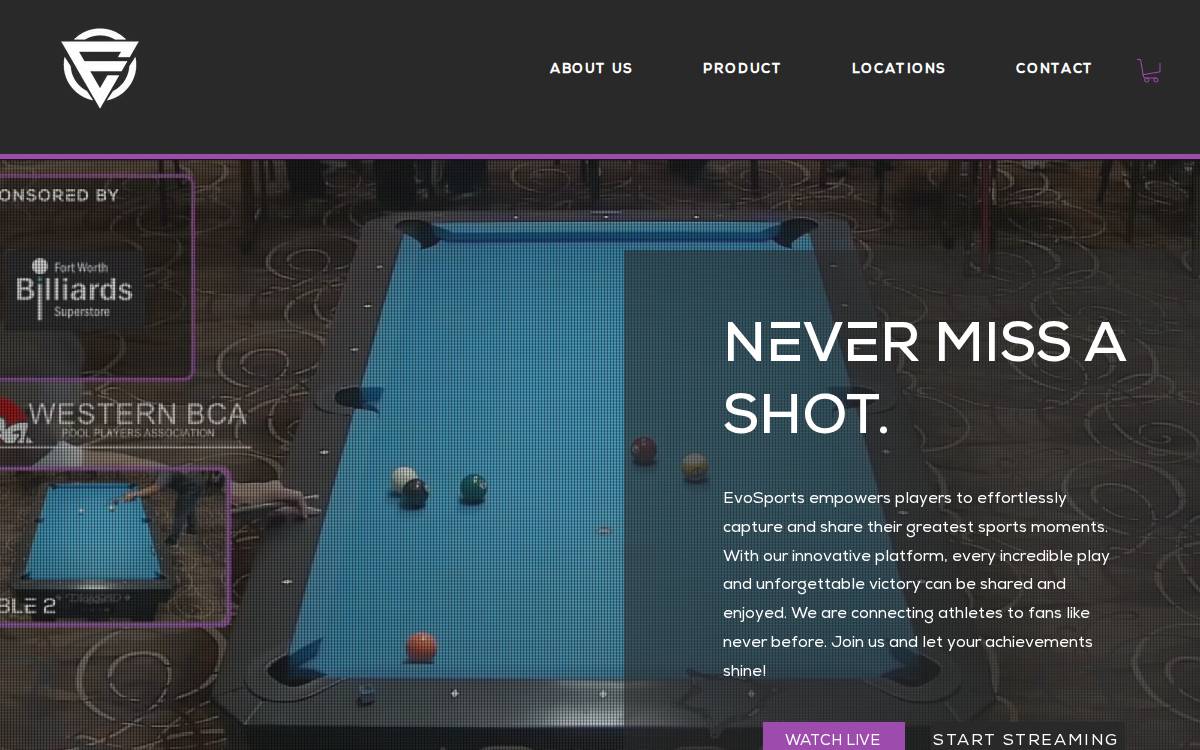 EvoSports website preview