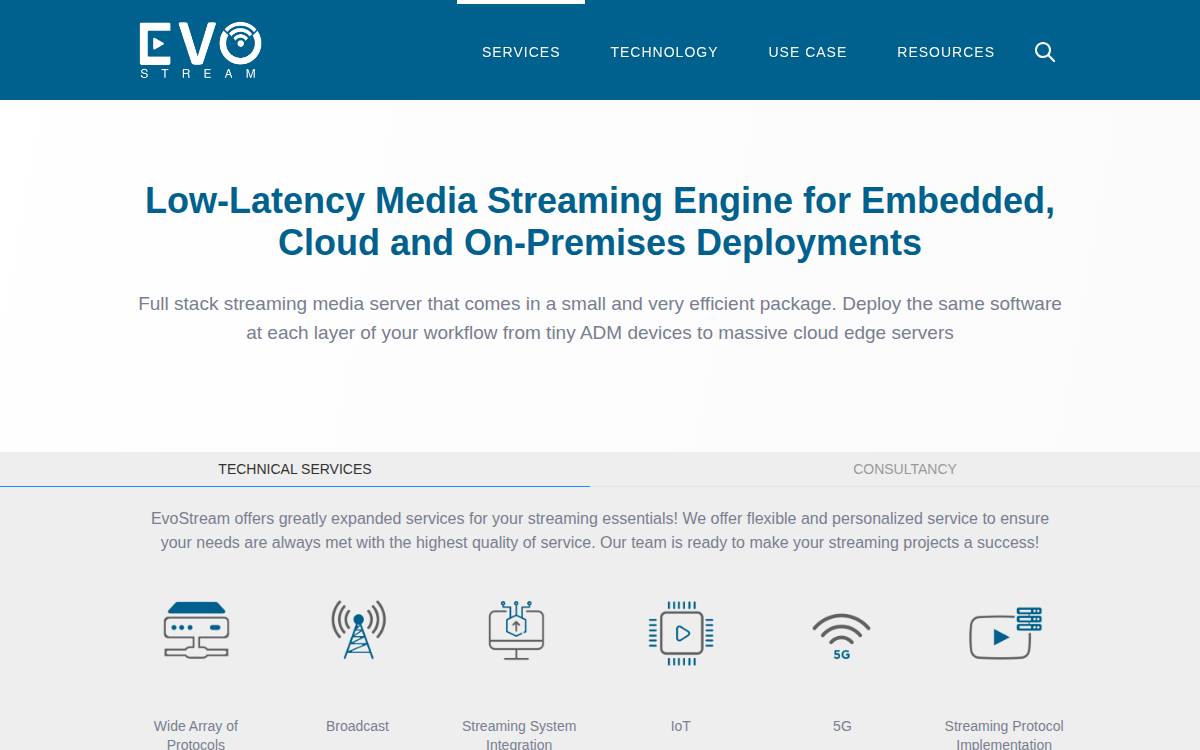 Evostream website preview