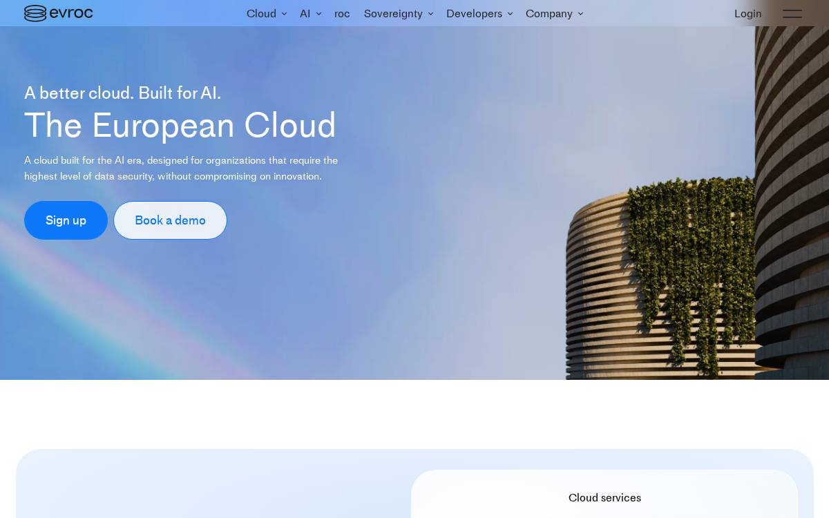 Evroc website preview