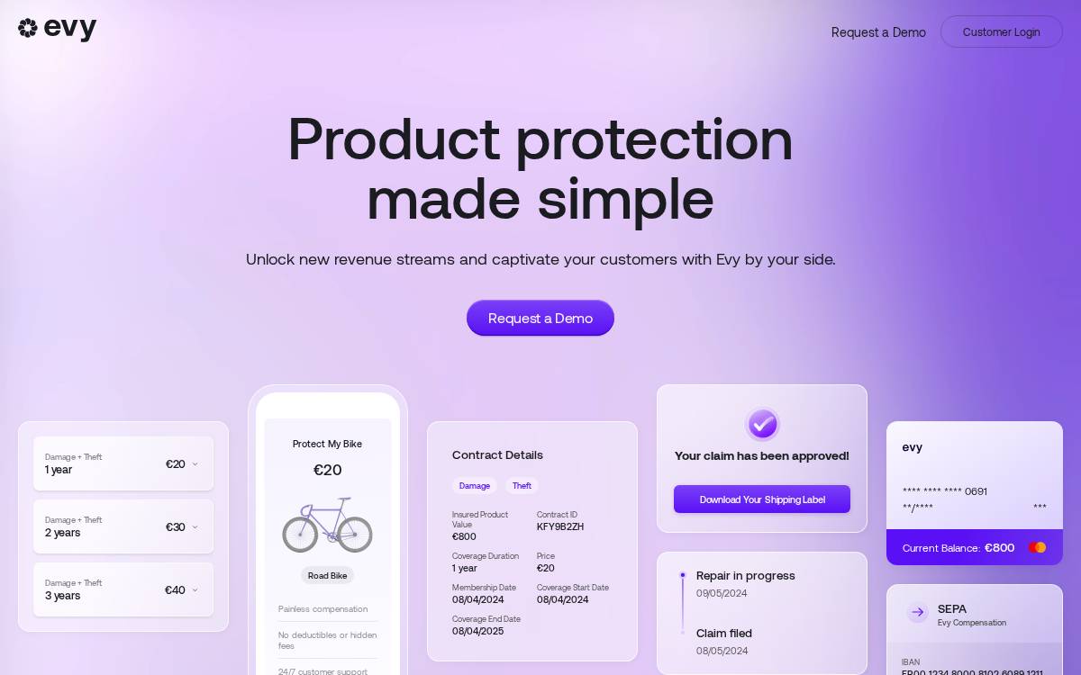 Evy website preview