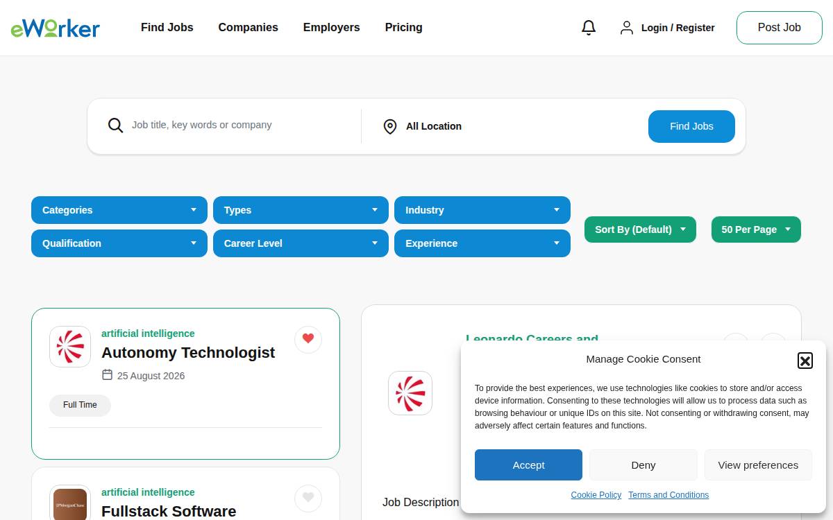 eWorker website preview