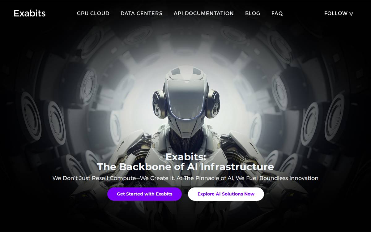 Exabits Tokenising GPU Power website preview