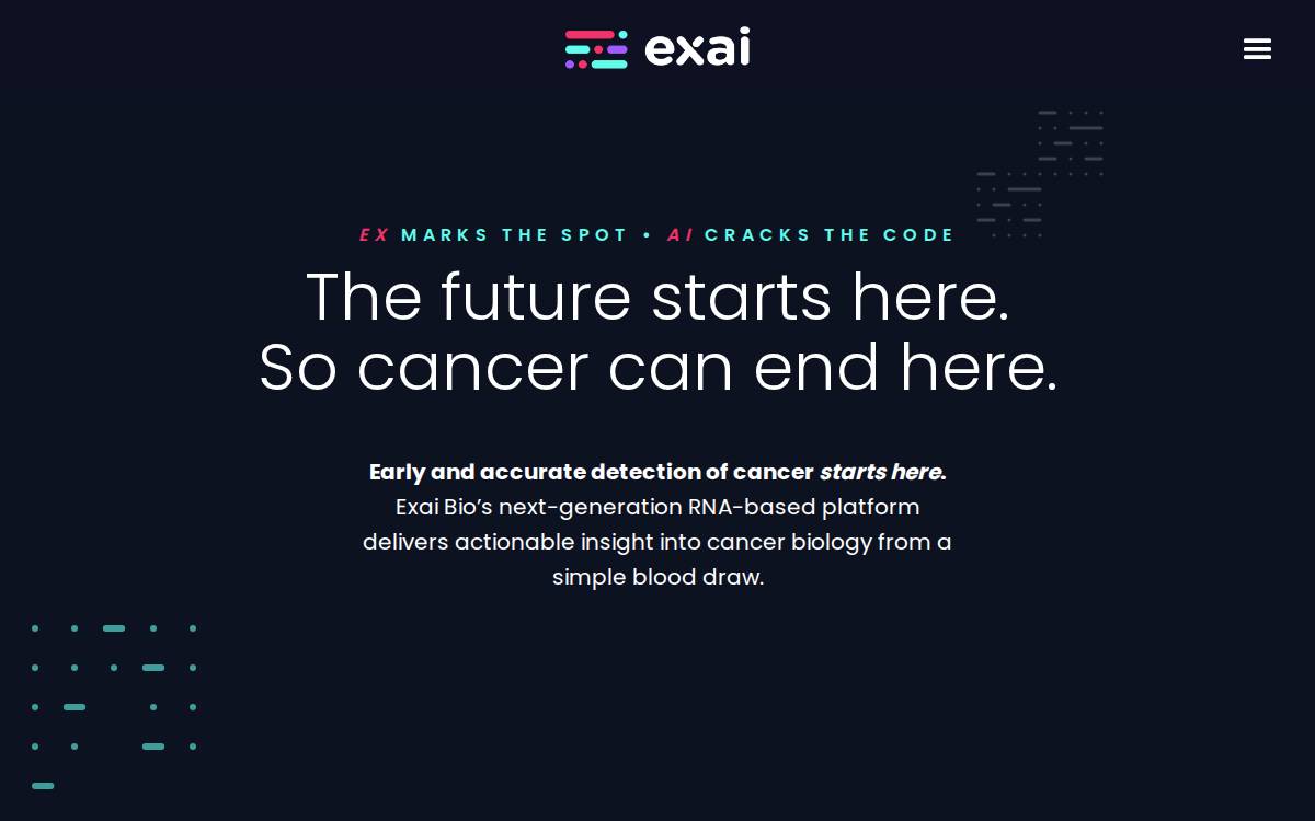 Exai Bio Inc. website preview