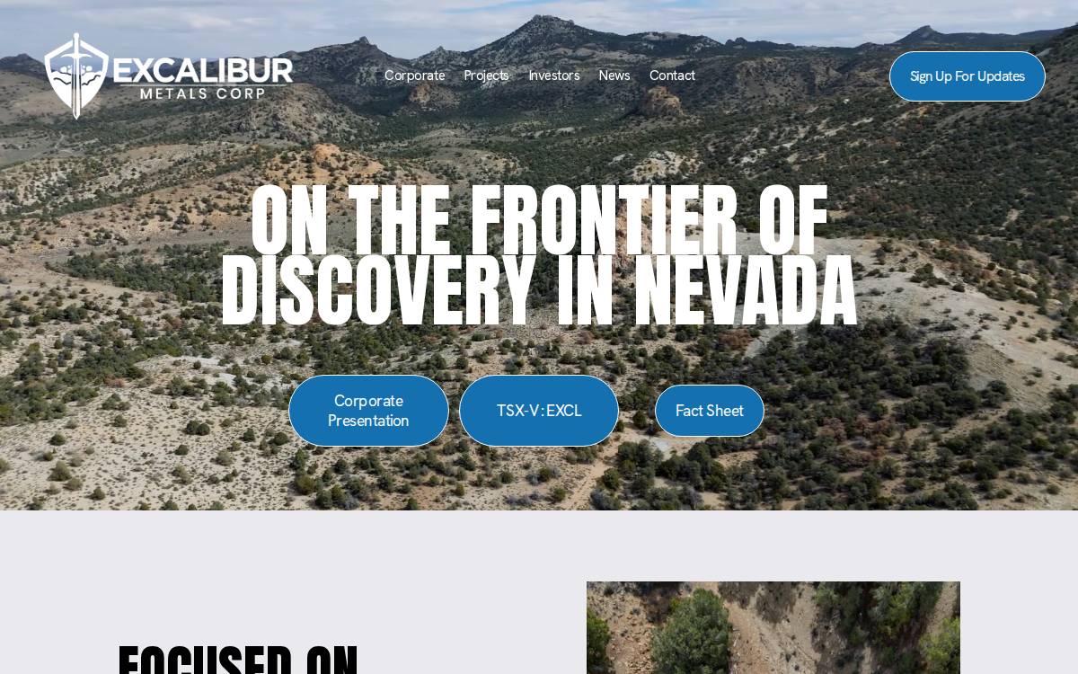 Excalibur Metals Corp. website preview