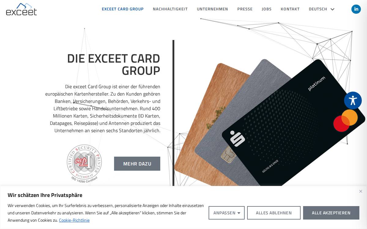 exceet Card Group website preview