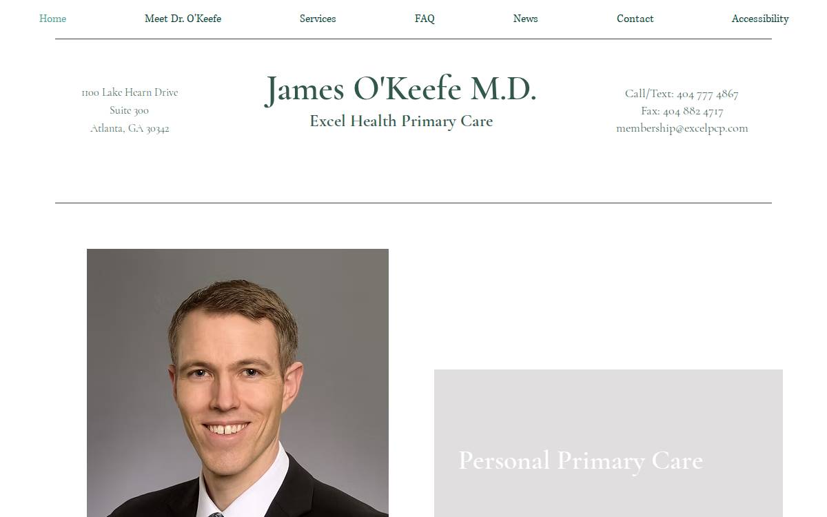 Excel Health website preview