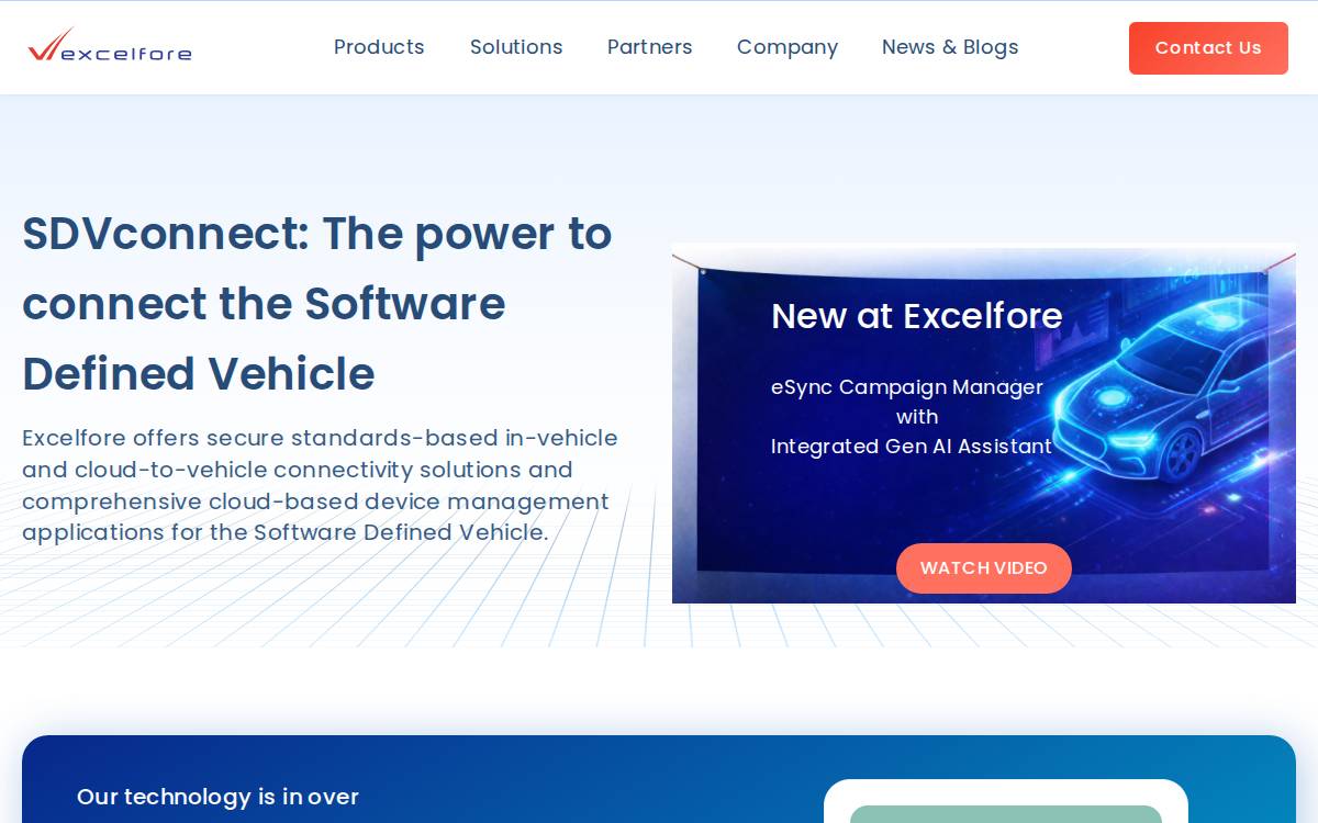 Excelfore website preview
