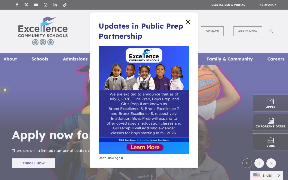 Excellencecommunityschools website preview