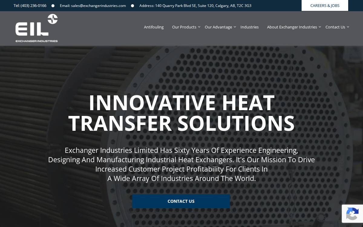 Exchanger Industries website preview