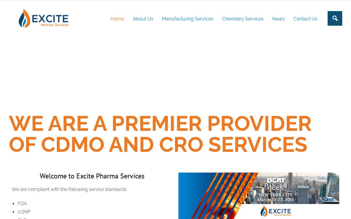 Excite Pharma website preview