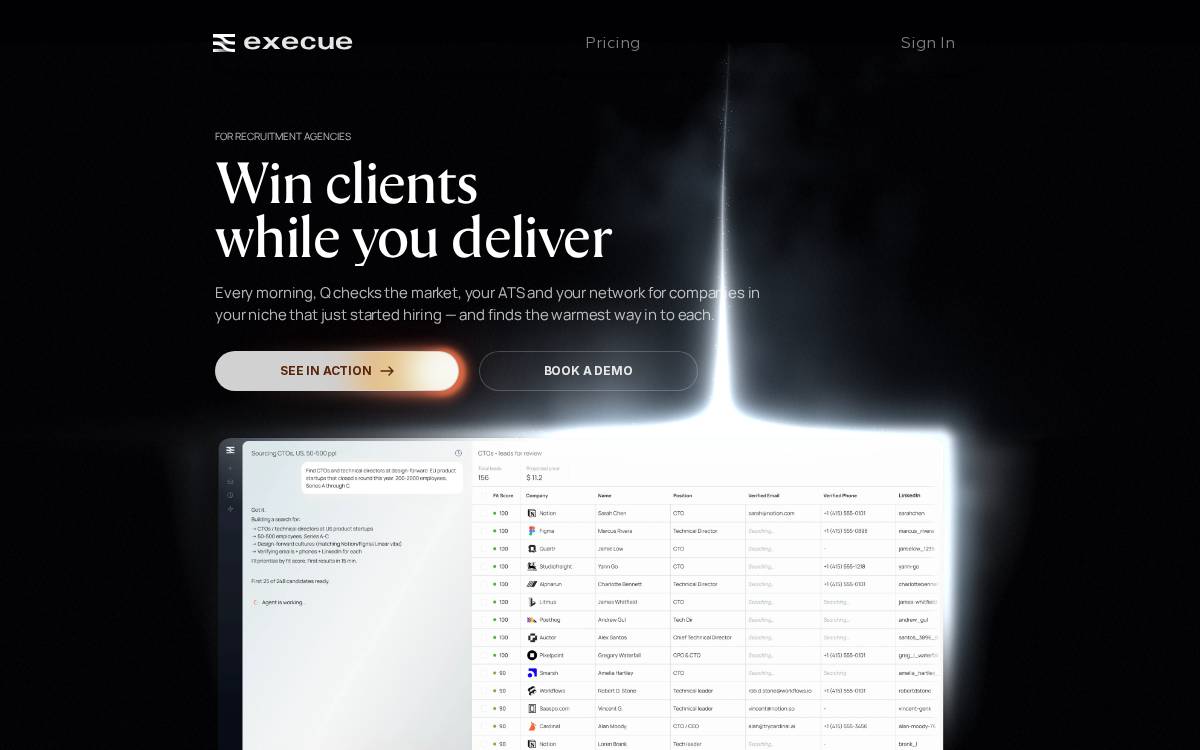 Execue website preview
