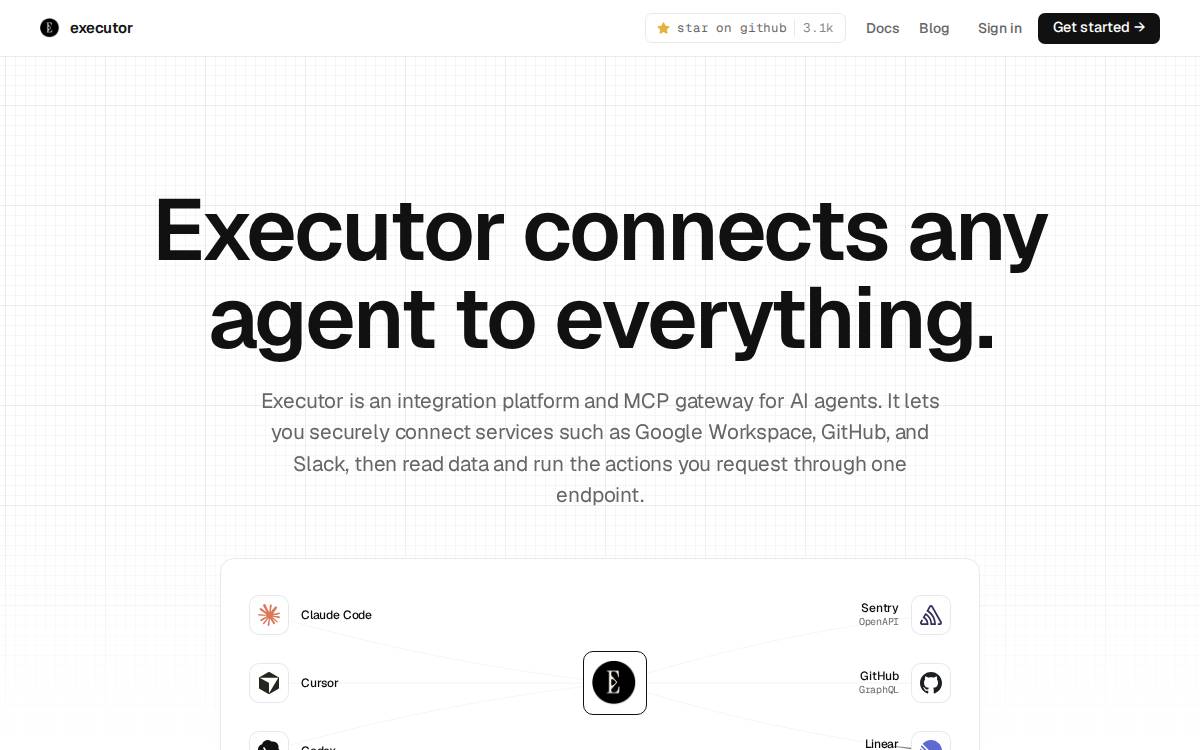 Executor website preview