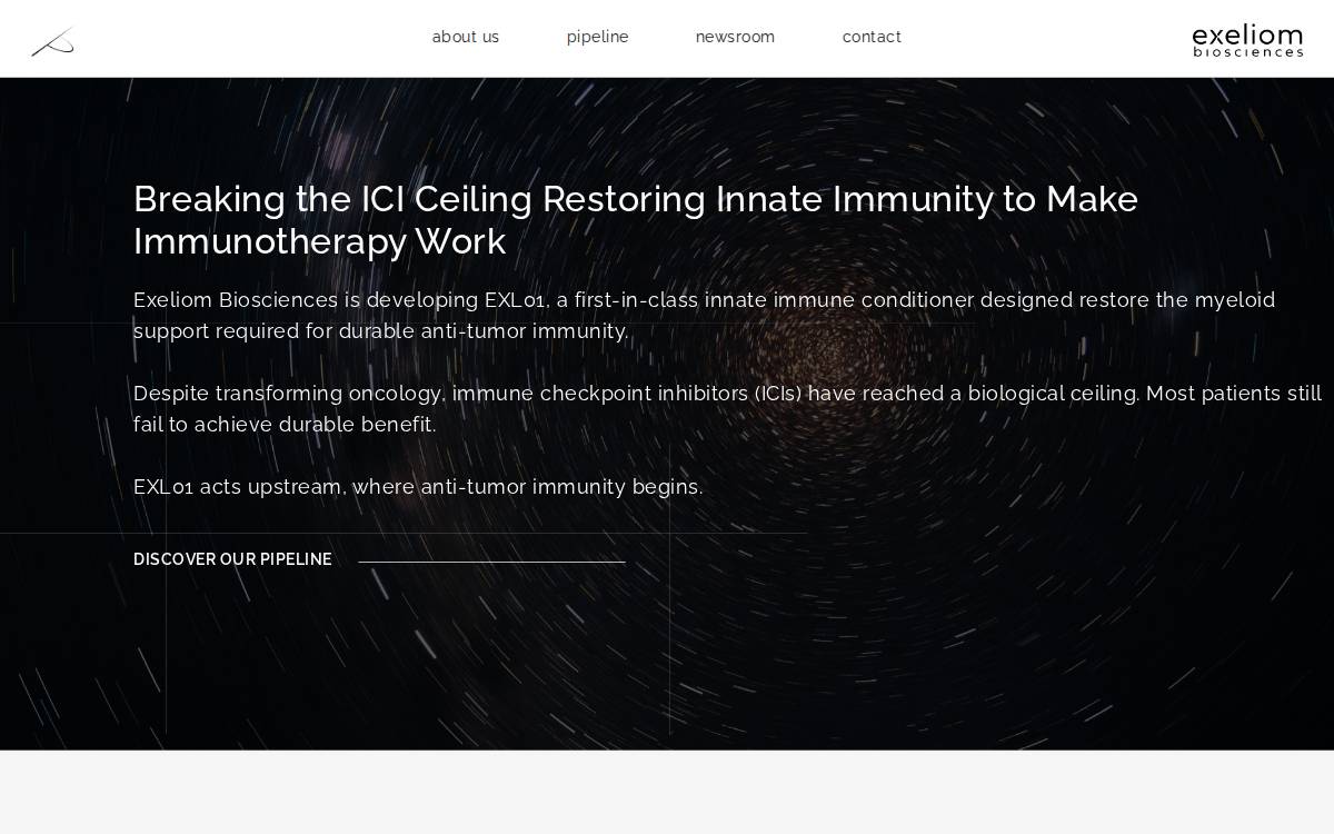 Exeliom Biosciences website preview