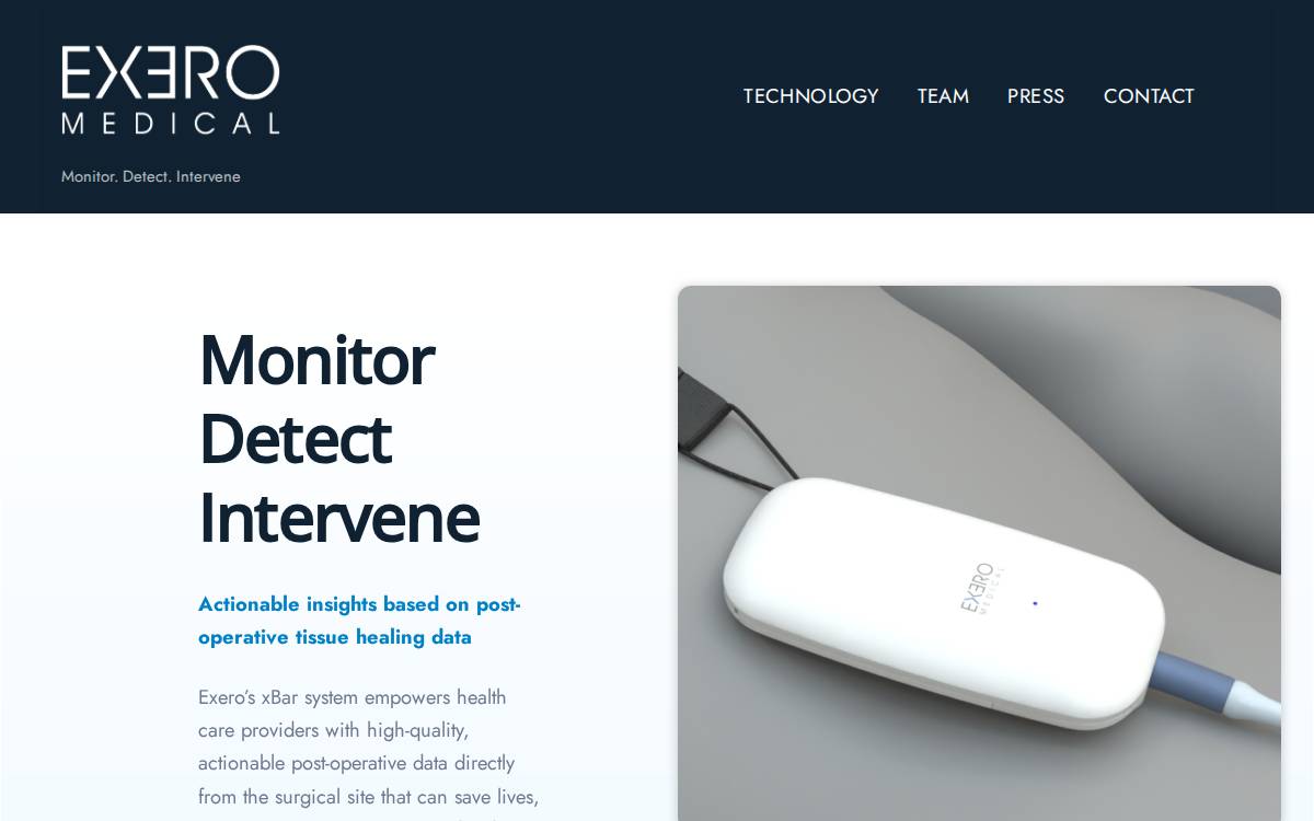 Exero Medical website preview