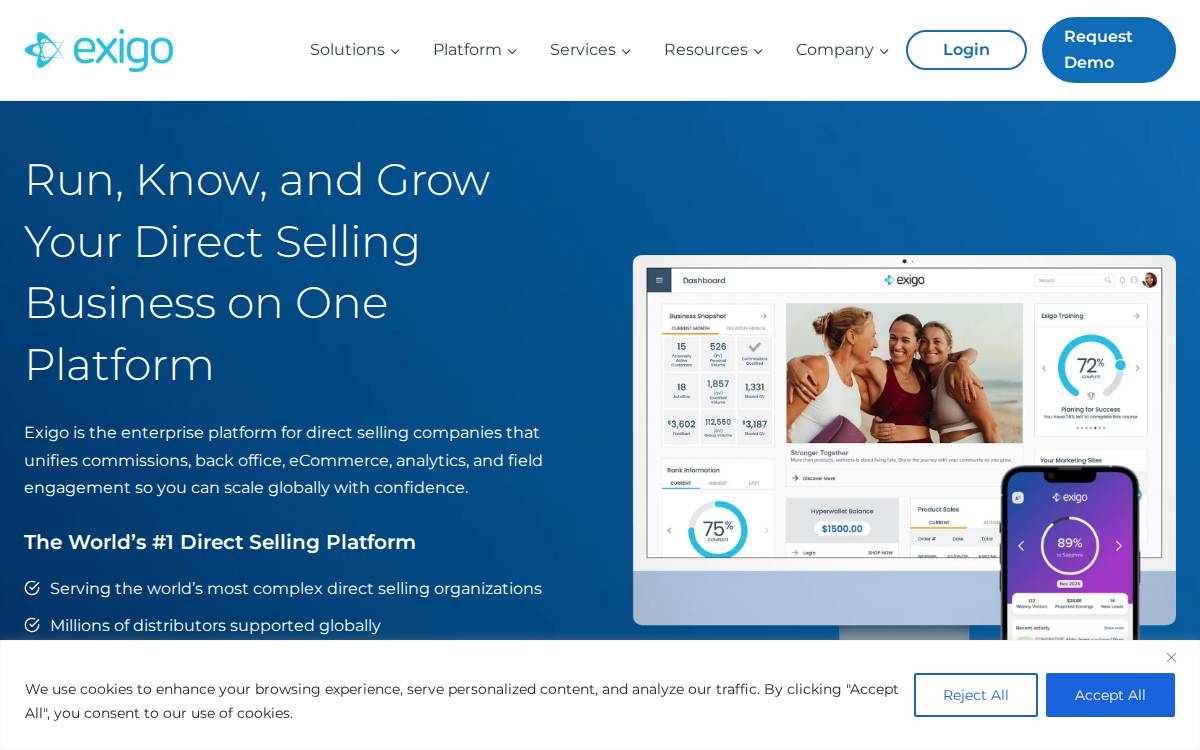 Exigo website preview