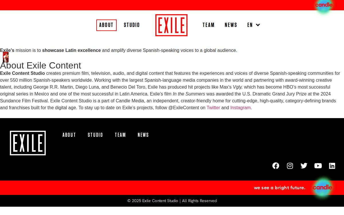 Exile website preview