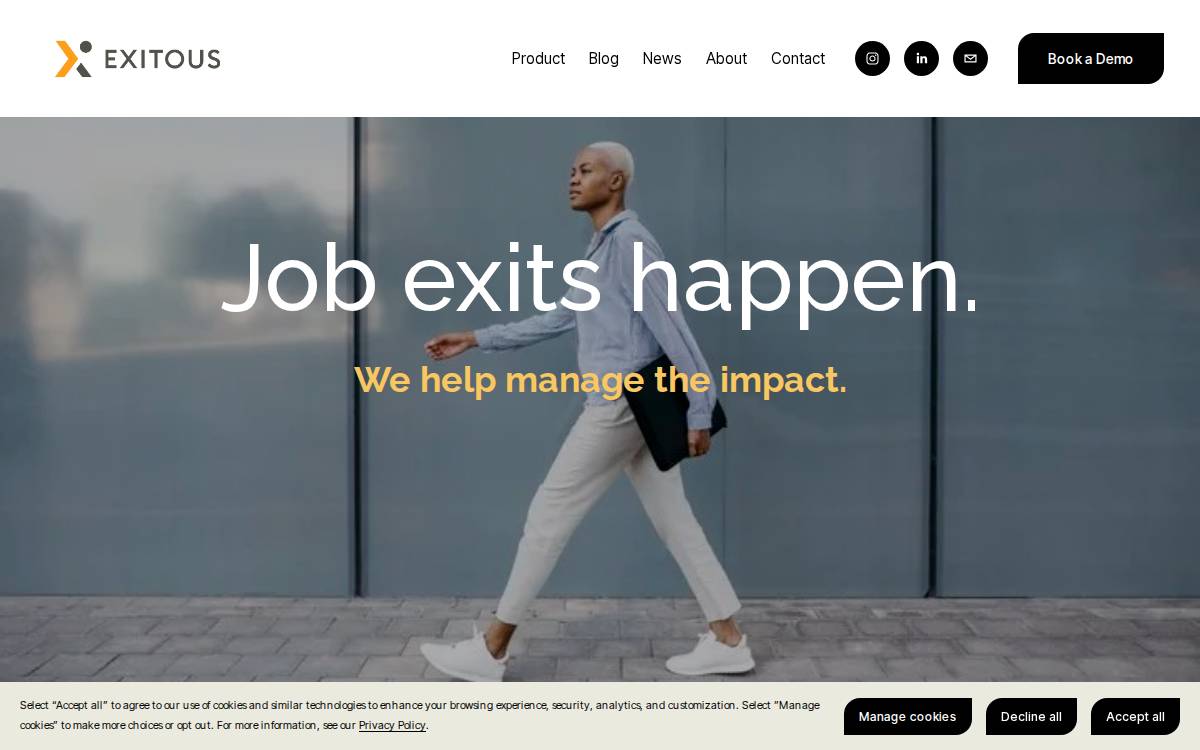 Exitous website preview