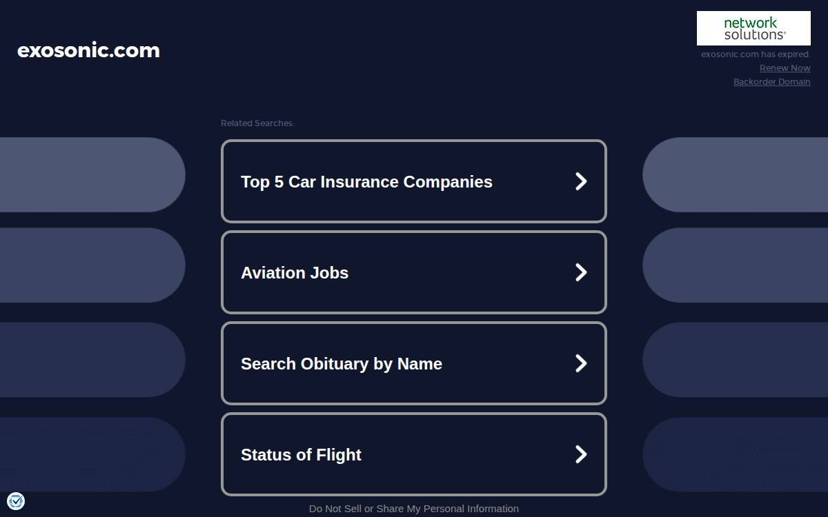 Exosonic, Inc. website preview