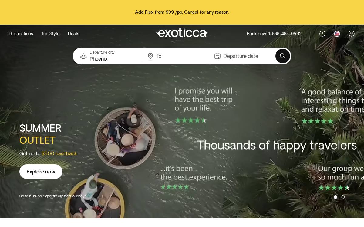 Exoticca website preview