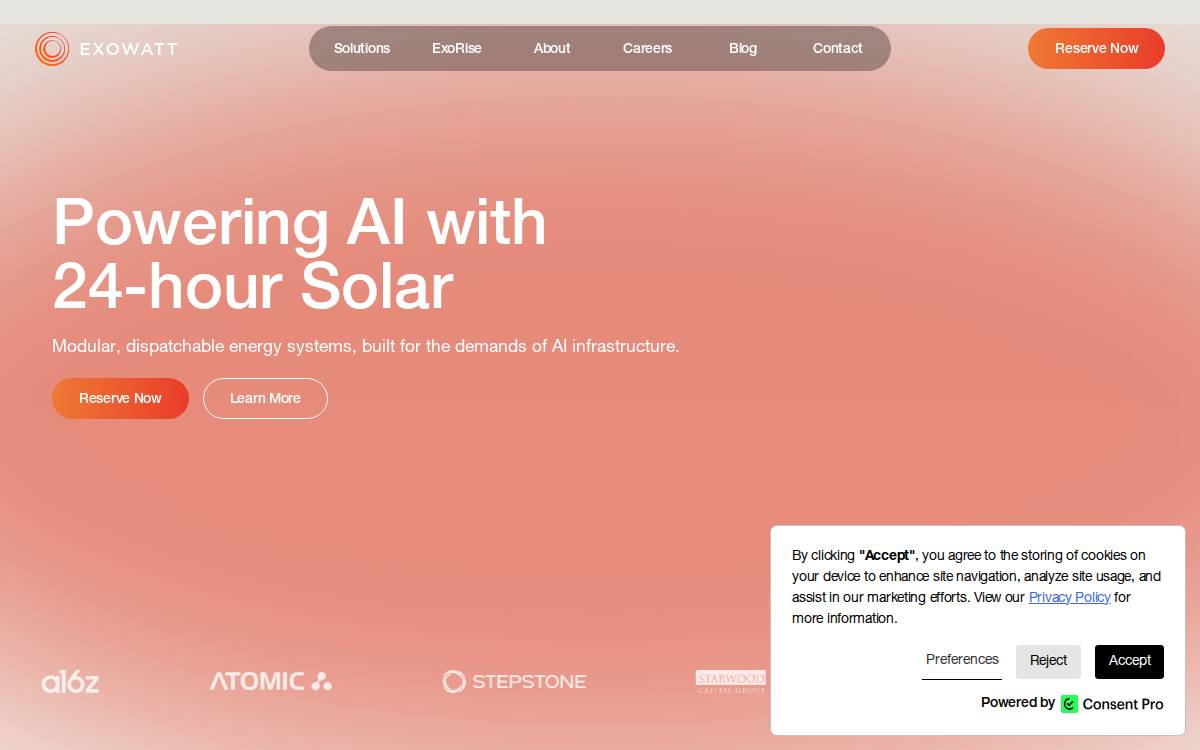 Exowatt website preview