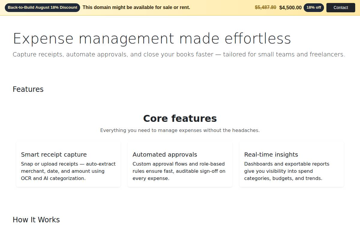 Expent website preview