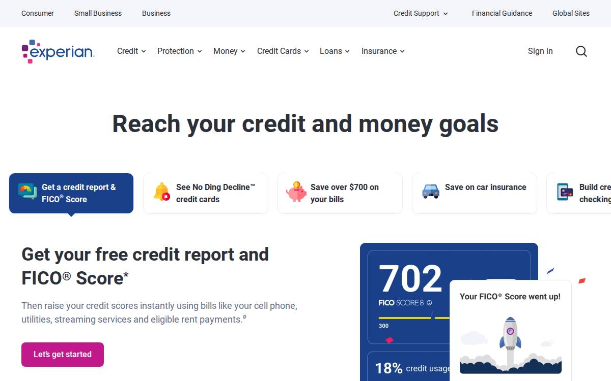 Experian website preview