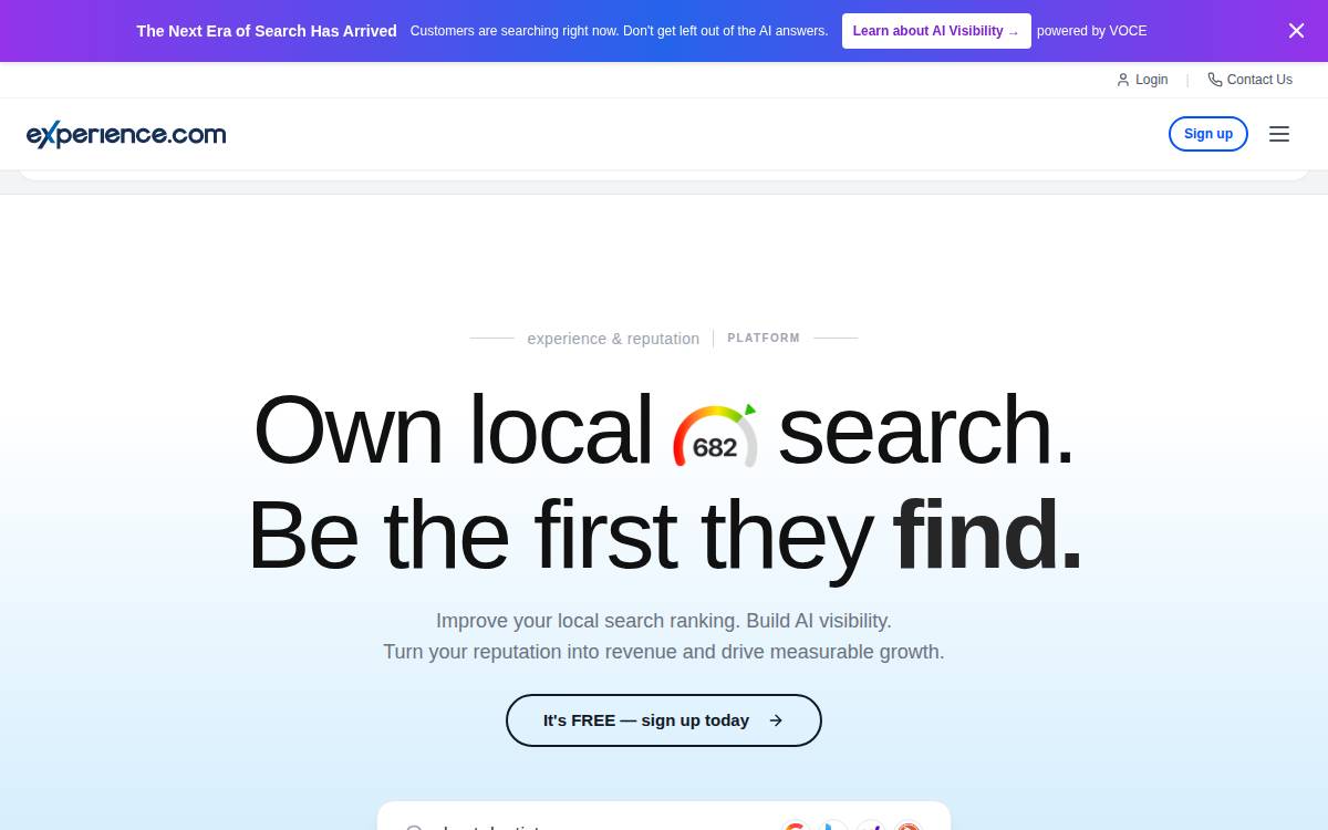 Experience website preview