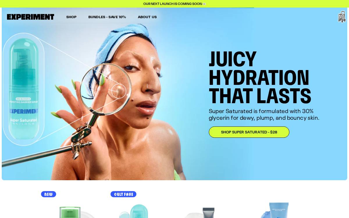 Experiment Beauty website preview