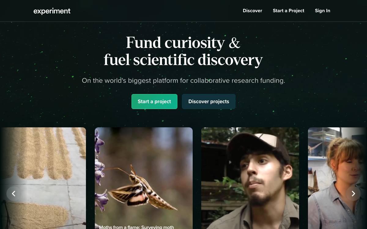 Experiment website preview