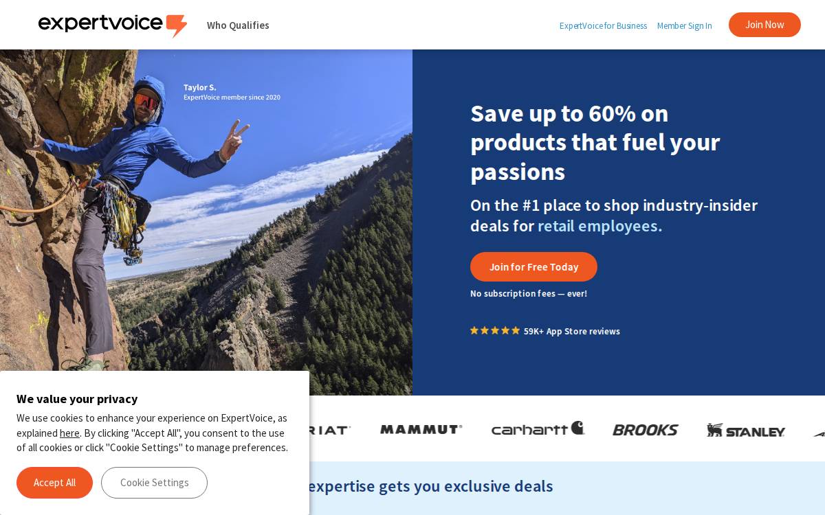 ExpertVoice website preview