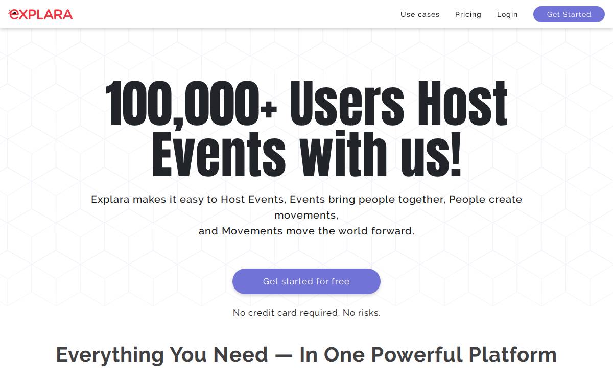 Explara website preview