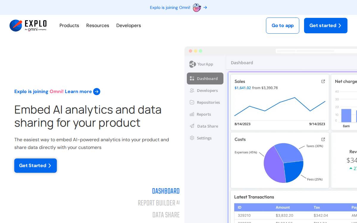 Explo website preview
