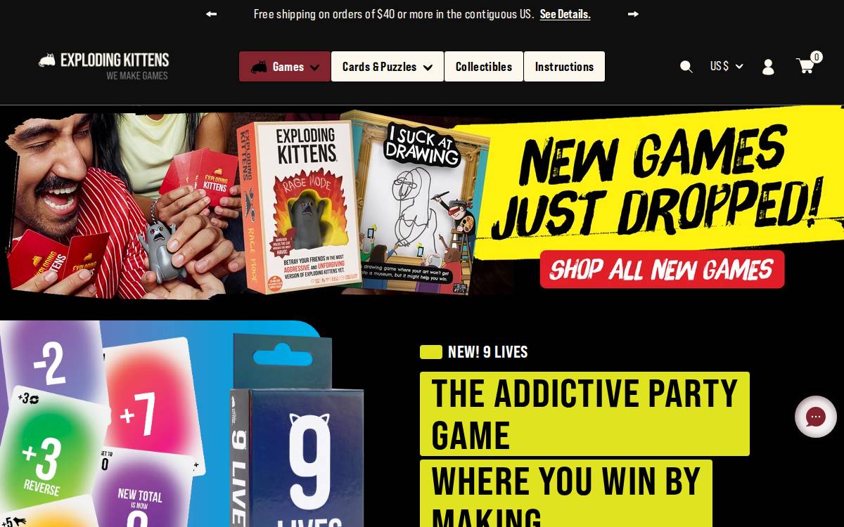 Exploding Kittens website preview