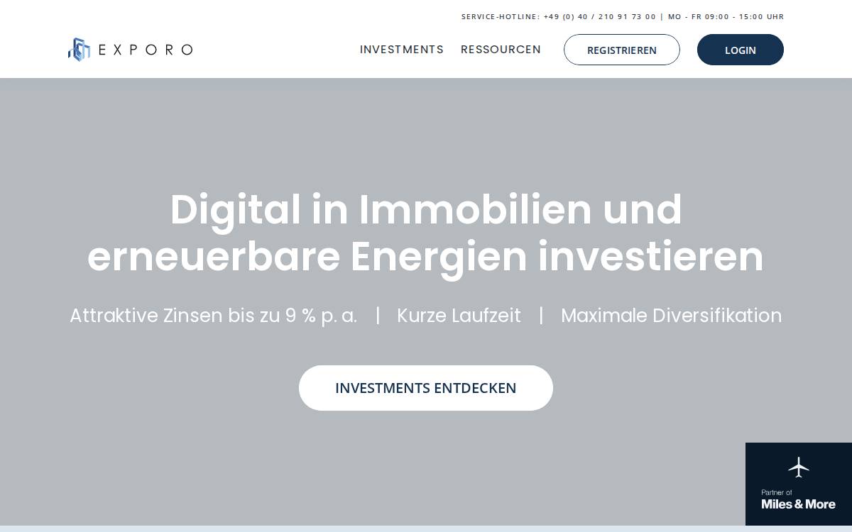Exporo website preview
