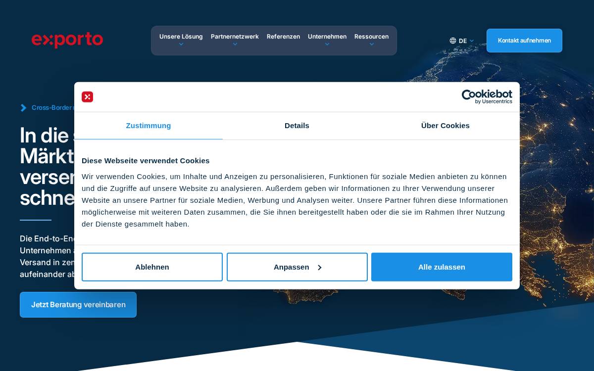 exporto website preview