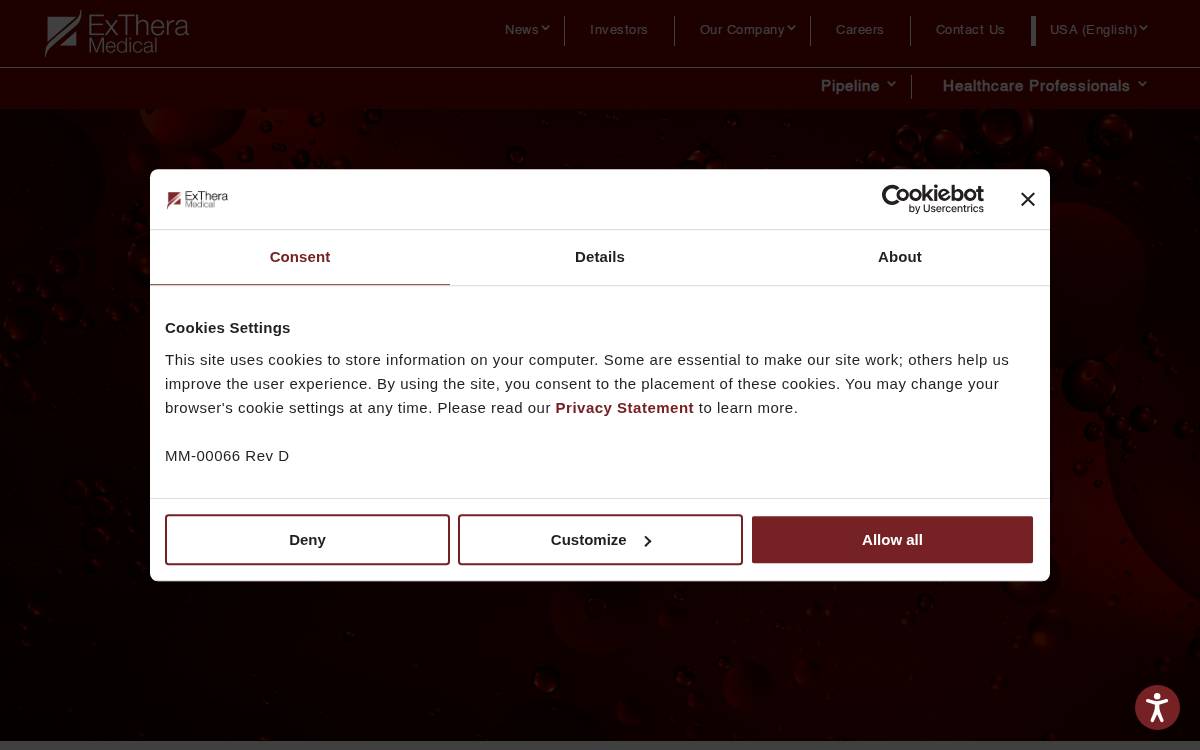 ExThera Medical website preview