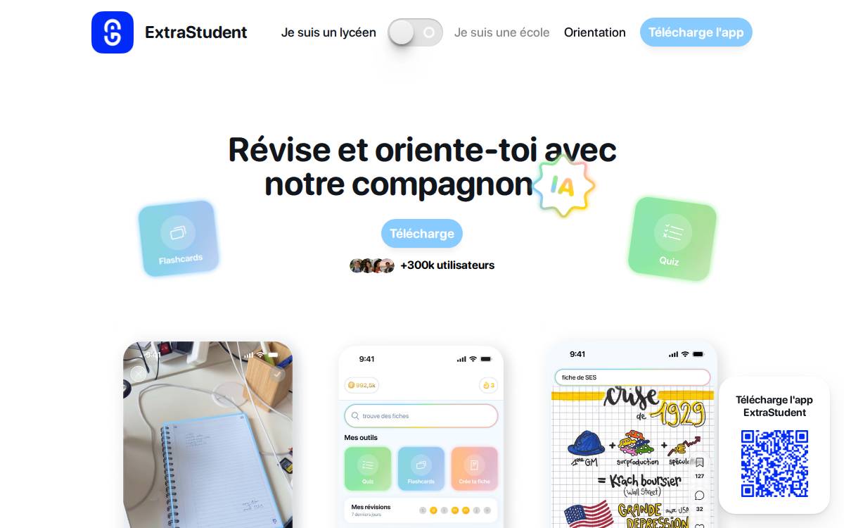 ExtraStudent website preview