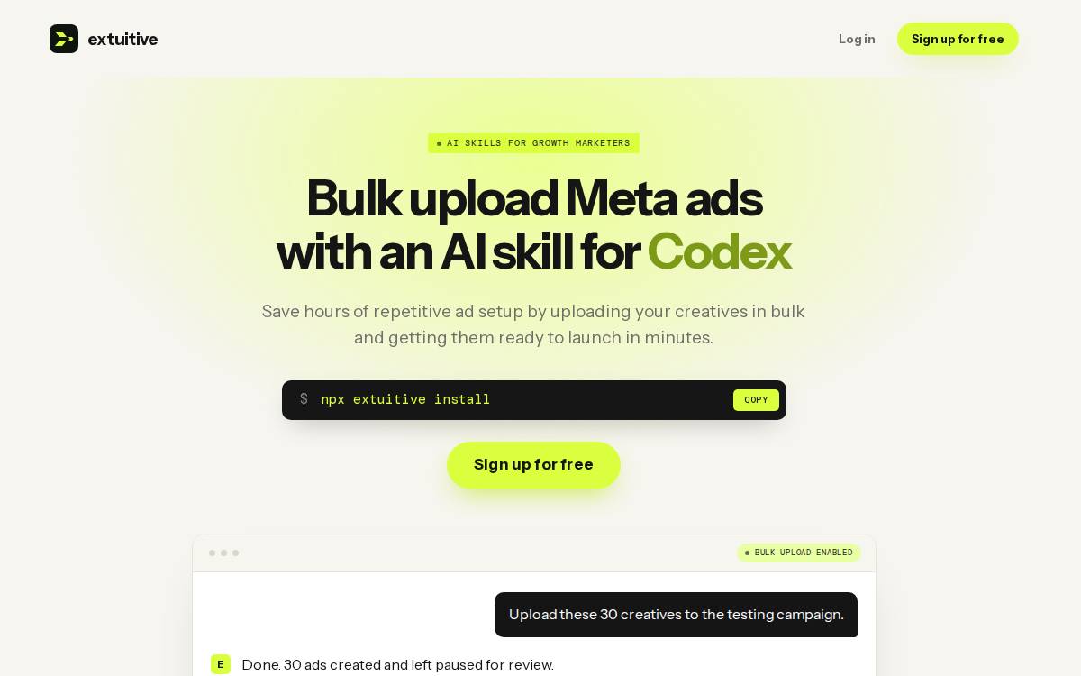Extuitive website preview