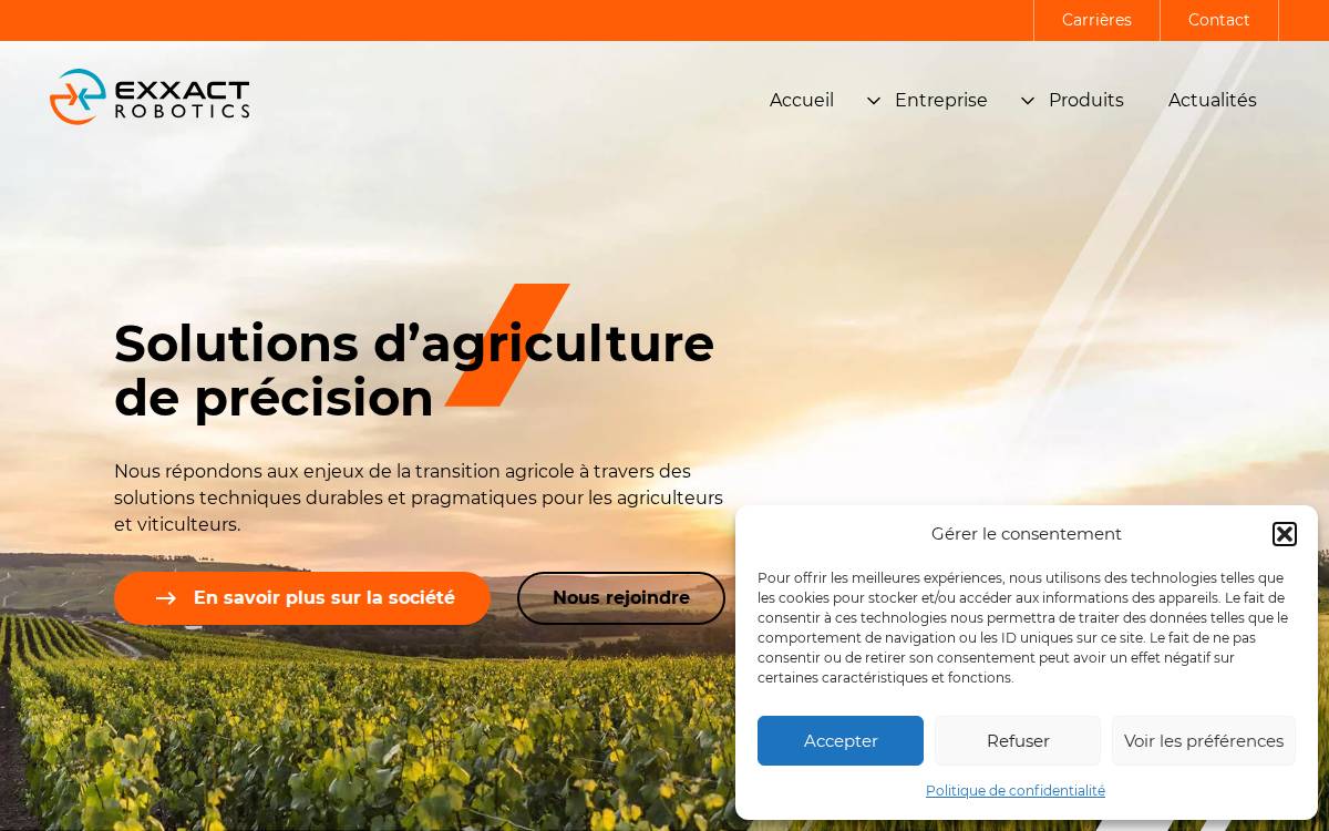 EXXACT Robotics website preview