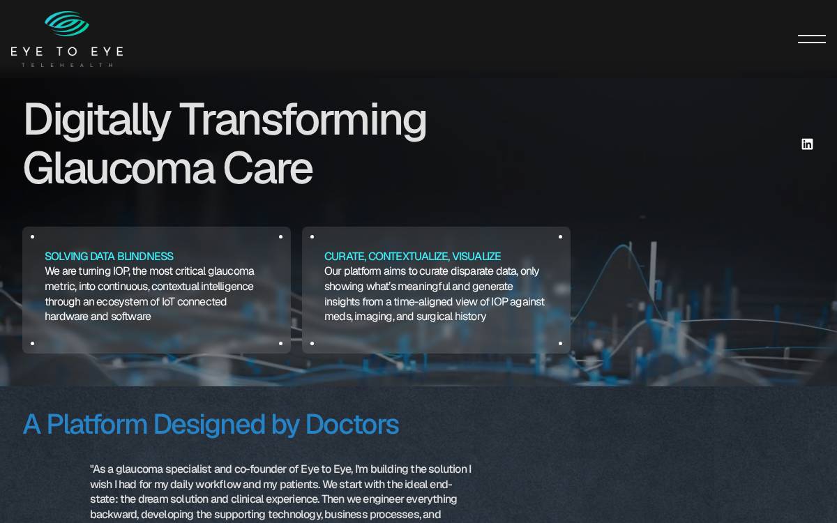 Eye to Eye Telehealth website preview