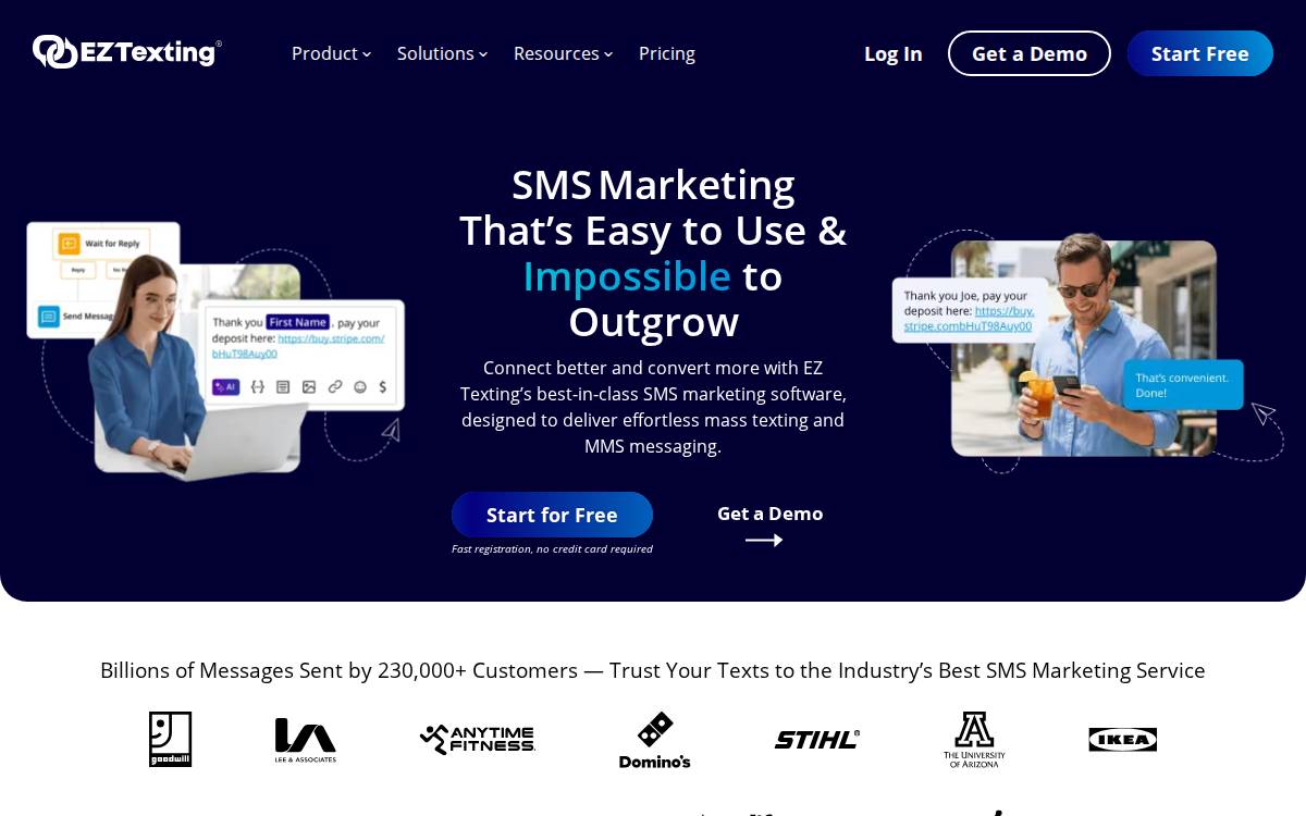 EZ Texting website preview