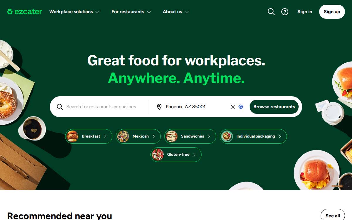 Ezcater website preview