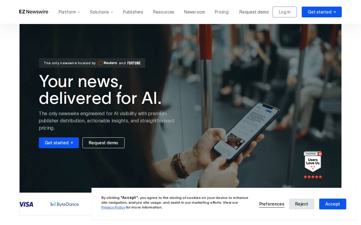 EZNewswire Corporate News Distribution Platform website preview